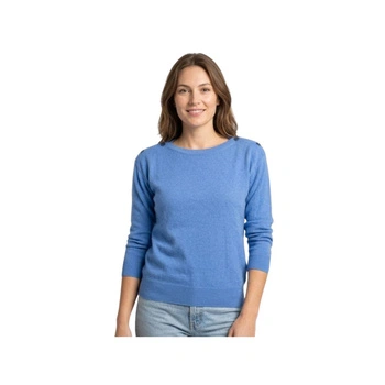 Sweter damska ArtLove Joyce klasyczny niebieski z domieszką wełny r. L