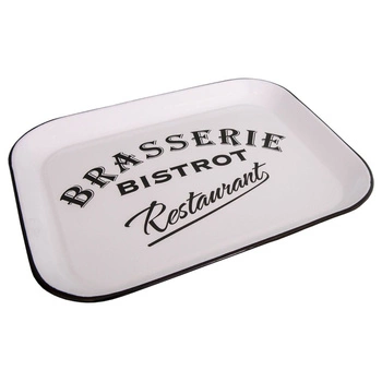 Taca emaliowana Antic Line Bistro Brasserie prowansalska biała 41x32 cm