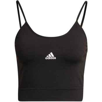 Top damski Adidas Seamless Spagcrop sportowy czarny dopasowany