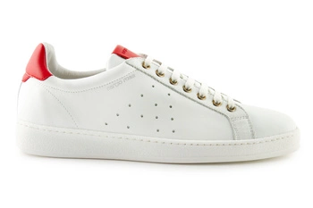 Buty męskie Sergio Rossi skórzane sneakersy biało-czerwone