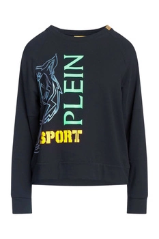 Bluza damska Plein Sport C-Neck bawełniana czarna z nadrukiem