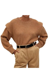 Sweter damski Mango Rugby luźny brązowy