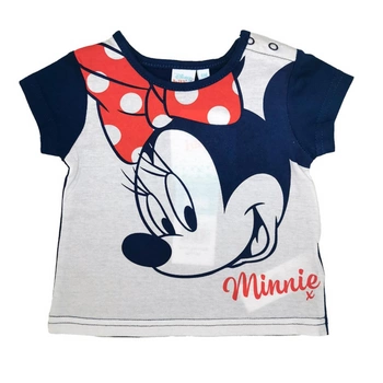 Koszulka dziewczęca Disney Minnie Mouse bawełniana biało granatowa r. 68