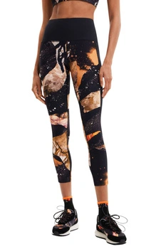 Legginsy damskie Desigual Flore wzorzyste wysoki stan fitness