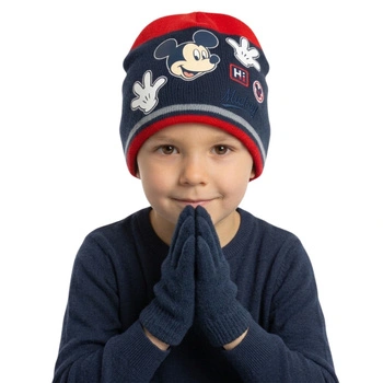 Komplet czapka rękawiczki Disney Myszka Mickey zimowa granatowa dla chłopca r. 48