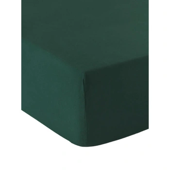 Prześcieradło Westwing Biba bawełniane zielone z gumką 160 x 200