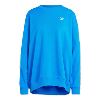 Bluza damska Adidas 3-Stripes Crew oversiza niebieska luźna bawełniana