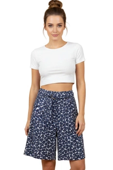 Spodenki damskie Tommy Hilfiger Poplin granatowe kwiaty