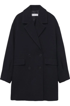 Płaszcz damska Mango Will przejściowy czarny wełniany