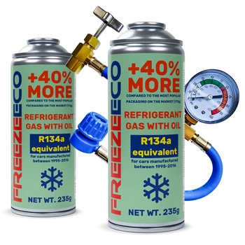 Zestaw FreezeEco 2x 2 w 1 zamiennik R134a czynnik do klimatyzacji z olejem + przewód
