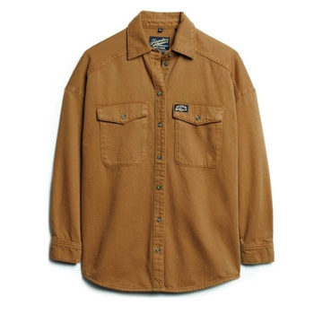 Katana damska Superdry Overshirt jeansowa koszulowa brązowa