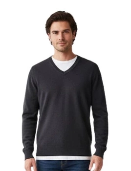 Sweter męski Sinequanone czarny klasyczny w serek cienki