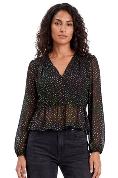 Bluzka damska Desigual Adela czarna w kolorwe kropki