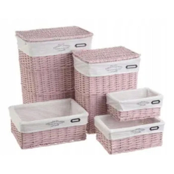 Kosze do Przechowywania Casaseleccion Annela zestaw 5 sztuk różowe