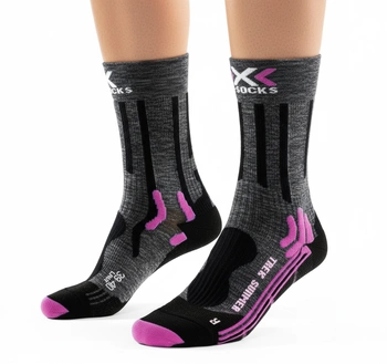 Skarpety X-Socks Trekking Summer trekkingowe szaro róźowe