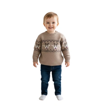 Sweter dziecięcy Zara Baby ciepły z dodatkiem wełny beżowy wzorzysty r. 86