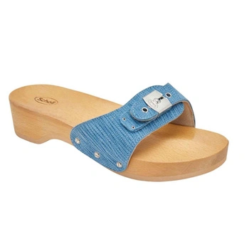 Klapki damskie Scholl Pescura Heel Light drewniaki niebieskie r. 39