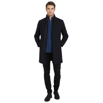 Płaszcz męski Gianni Feraud Therapy wełniany granatowy przejściowy