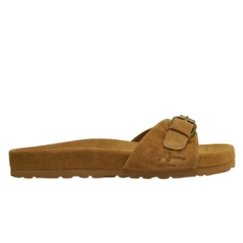 Klapki damskie Pepe Jeans Oban Basic brązowe wsuwane skórzane zamsz r. 37