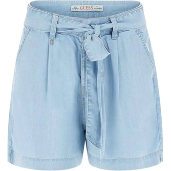 Spodenki damskie Guess Nenita Belt shorty materiałowe imitacja jeansu