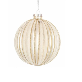 Zestaw 8 szklanych bombek choinkowych Bizzotto kremowe