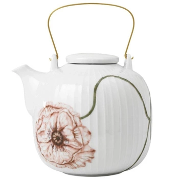 Dzbanek do herbaty Kähler kolekcja Hammershøi Poppyi porcelanowy biały 1,2 L