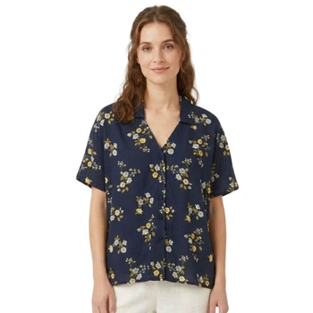 Koszula damska Vero Moda Marina z krótkim rękawem granatowa w kwiaty
