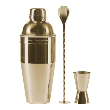 Zestaw barmański Miss Etoile shaker łyżka miarka złoty 550 ml