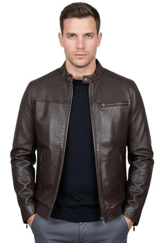 Kurtka męska skórzana Lee Cooper Basile brązowa