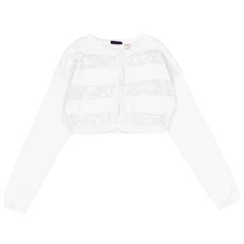 Sweter dziewczęcy Chicco bawełniany bolerko rozpinany biały