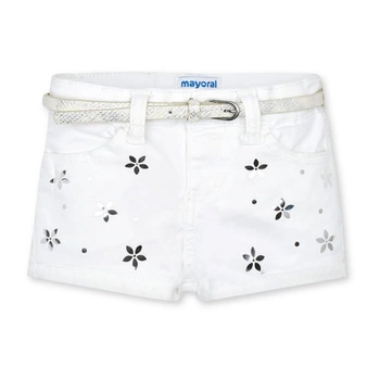 Spodenki dziecięce Mayoral krótkie białe w kwiatki