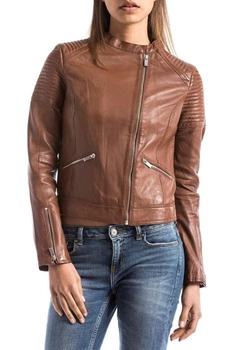 Kurtka damska skórzana Blue Wellford Narmada brązowa skóra