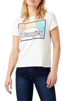 Koszulka damska Wrangler Rainbow Tee bawełniana z nadrukiem
