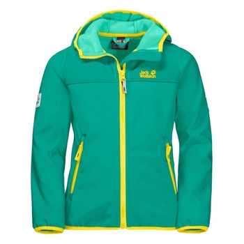 Kurtka dziecięca Jack Wolfskin Fourwinds softshell zielona z kapturem