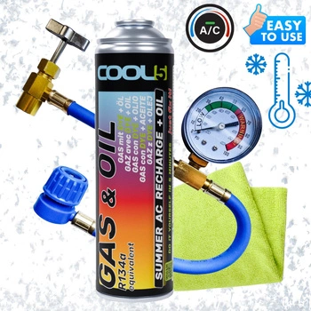 Czynnik do klimatyzacji 2w1 + przewód do nabicia Cool5 zamiennik R134a + Mikrofibra