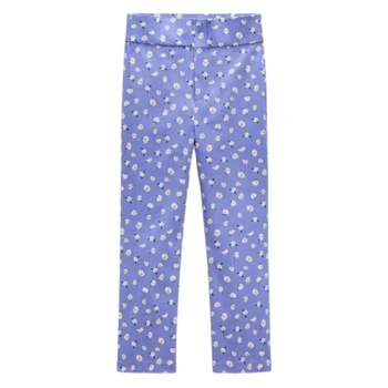Spodnie damskie Zara Blue Cornflower Cropped bawełniane nogawka 7/8