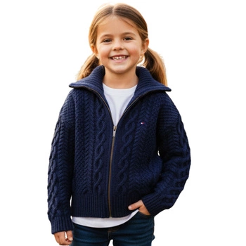 Sweter dziecięcy Tommy Hilfiger granatowy ciepły rozsuwany