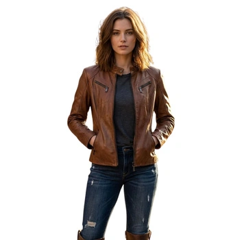 Kurtka damska Sir Raymond Tailor Rhythm skórzana brązowa