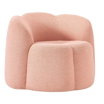 Fotel wypoczynkowy Westwing Bouclé Fleur pudrowy róż 105x35x76 cm