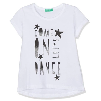 Koszulka dziewczęca United Colors of  Benetton biała z nadrukiem krótki rękaw