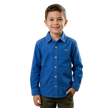 Koszula chłopięca TommyHilfiger sztruksowa bawełniana niebieska