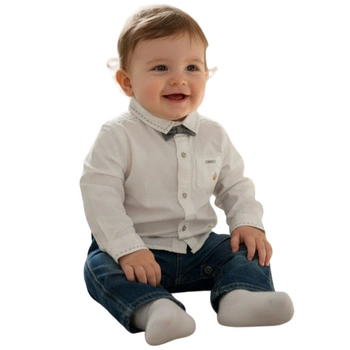 Koszula dla chłopca Chicco bawełniana elegancka biała z muszką