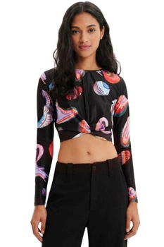 Bluzka damska Desigual by Mr. Christian Lacroix Smile czarna z nadrukiem r. XS