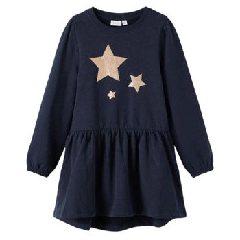 Sukienka dziewczęca Name It Fristar Sweat Dress bawełniana granatowa