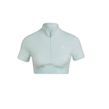 Top damski Adidas Crop Zip Tee sportowy krótki logo miętowy