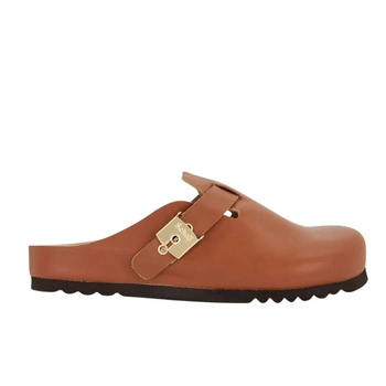 Klapki damskie Scholl Grace Leather zabudowane brązowe skórzane r. 38