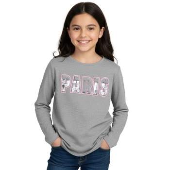 Bluzka dziewczęca Mayoral z długim rękawem cekinami szara