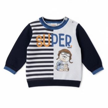 Sweter chłopięcy Chicco bawełniany z misiem r. 56