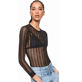 Body damskie Pepe Jeans Dua Lipa Katie przeźroczyste czarne r. XS