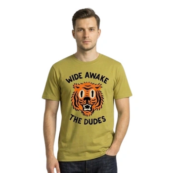 Koszulka męska The Dudes Wide Awake T-Shirt bawełniana oliwkowa r. M
